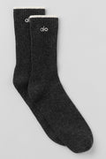 Unisex Wool Cashmere Light Frosted Sock - Dark Slate Grey/Ivory