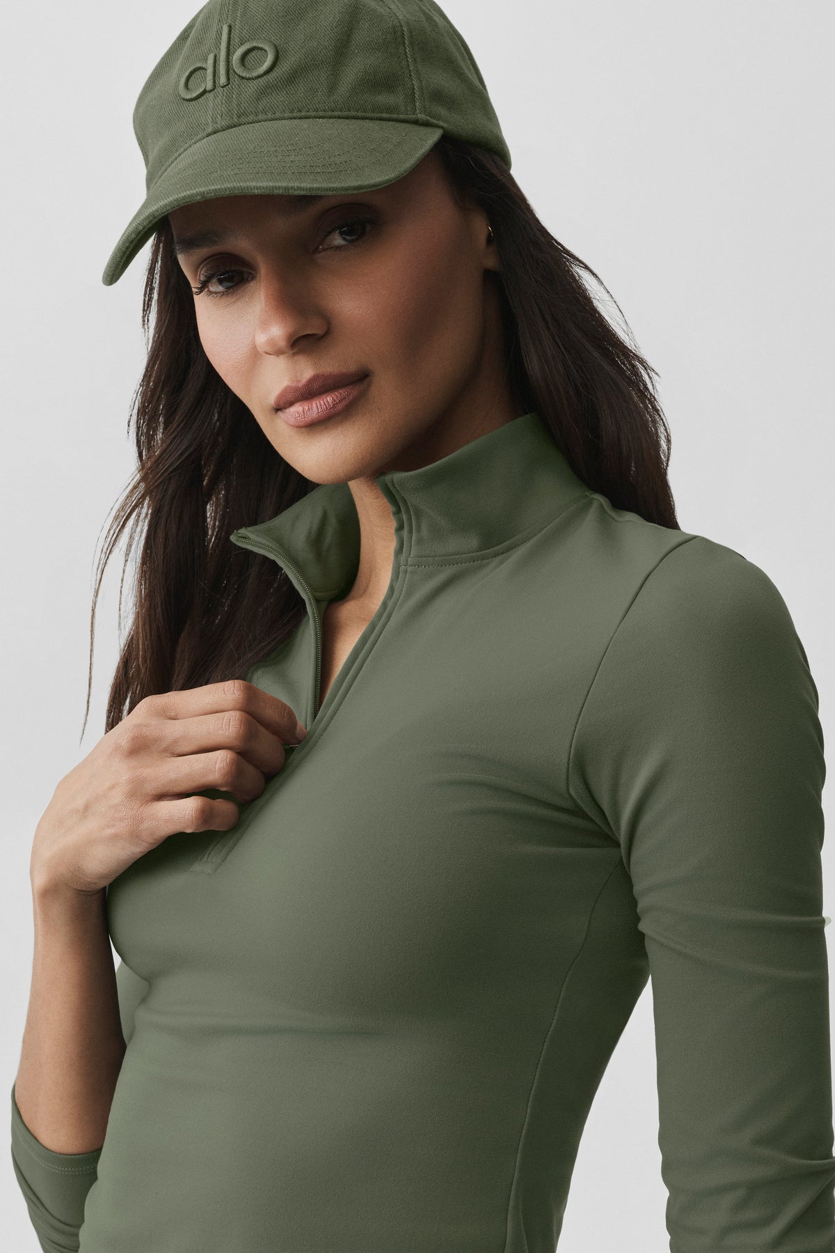 ALO Softsculpt Precision 1/4 Zip Long Sleeve - Bamboo Green