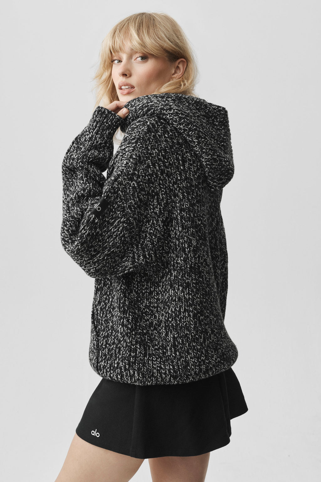 Chunky Knit Rewind Hoodie - Black Multi