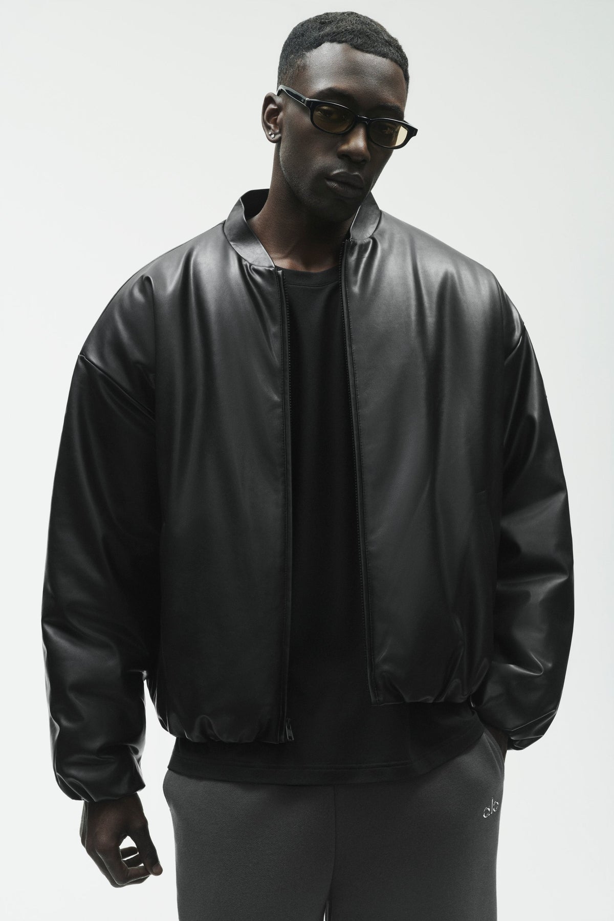 Faux Leather Premier Bomber - Black