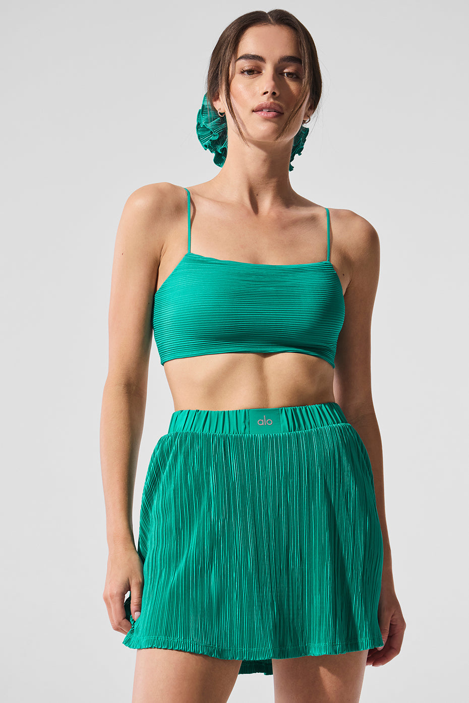 Micro Plisse Game On Bra - Spruce Green