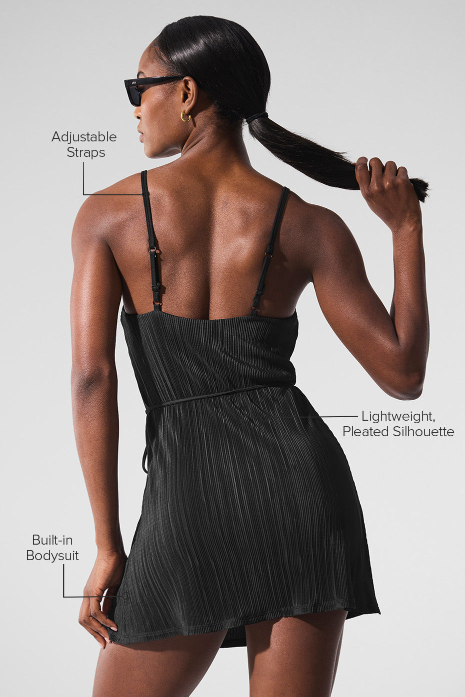 Micro Plisse Game On Tennis Dress - Black