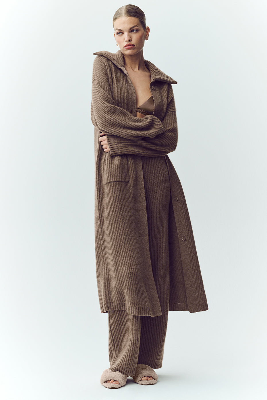 Cashmere Northstar Long Cardigan - Alpine Cocoa Heather