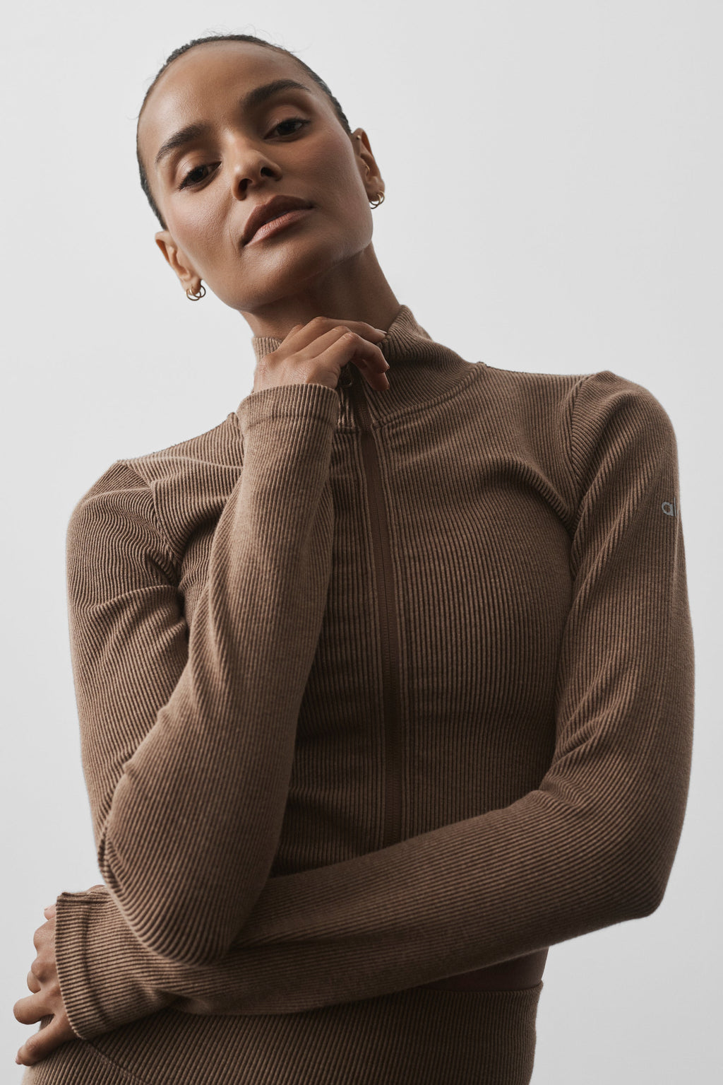 Seamless Two Tone Rib Jacket - Java Brown