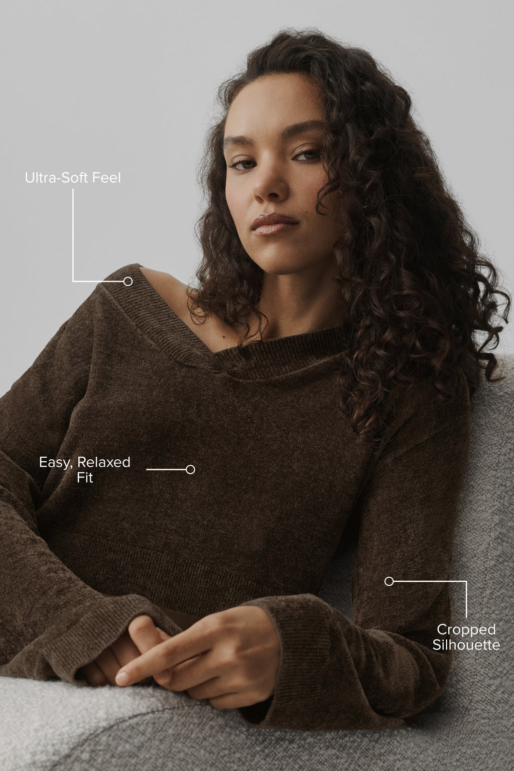 Micro Chenille Cropped V-Neck Coverup - Espresso