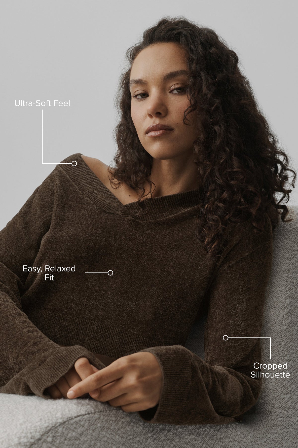 Micro Chenille Cropped V-Neck Coverup - Espresso