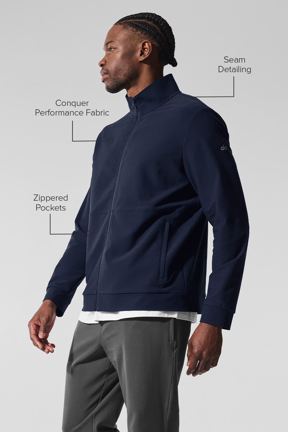 Conquer Max Mock Neck Full Zip - Navy