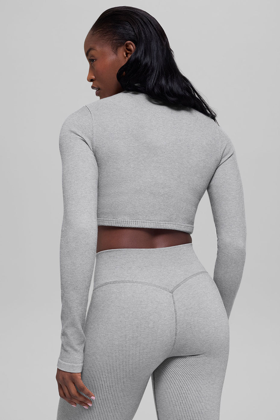 Seamless Two Tone Rib Jacket - Light Misty Grey Heather