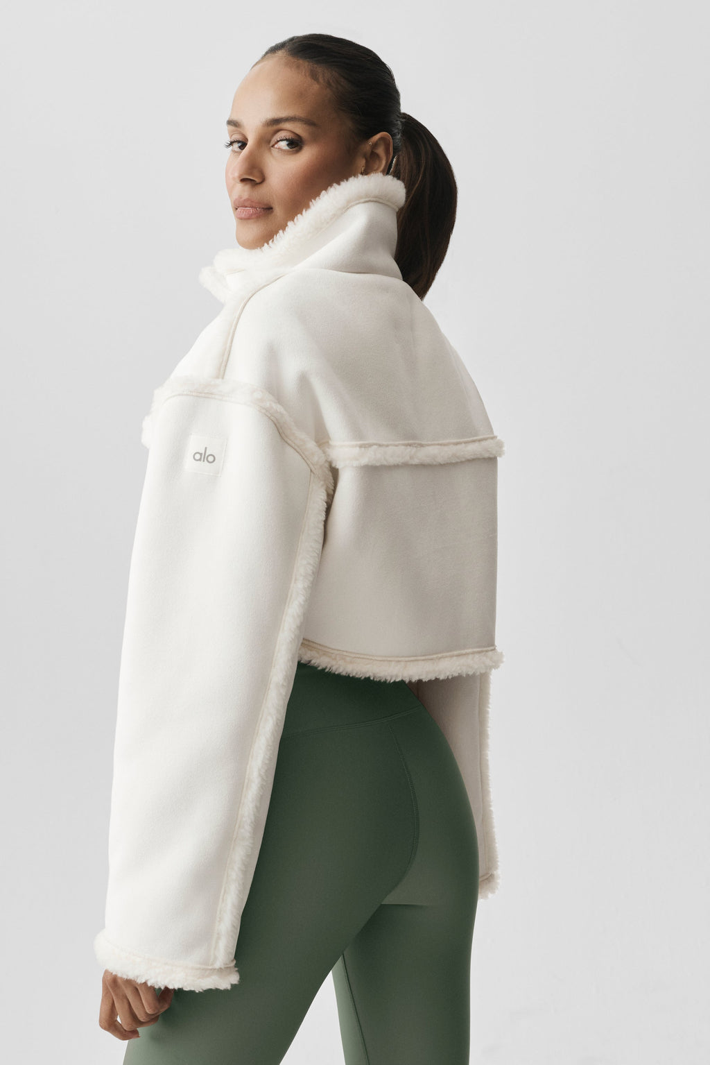 Faux Shearling Snowfall Cropped Jacket - Ivory