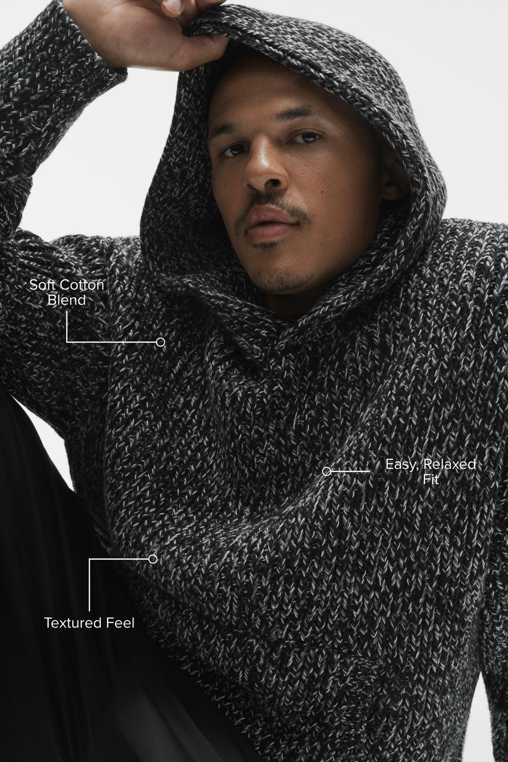 Chunky Knit Rewind Hoodie - Black Multi