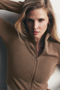 Seamless Two Tone Rib Jacket - Java Brown