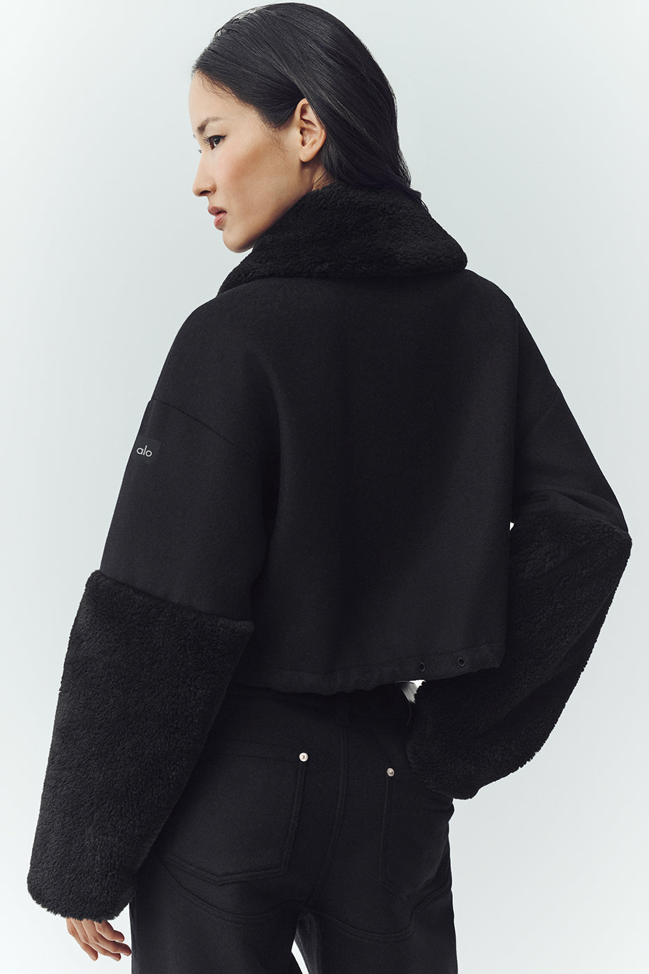 Wool Blend Nightfall Bomber - Black