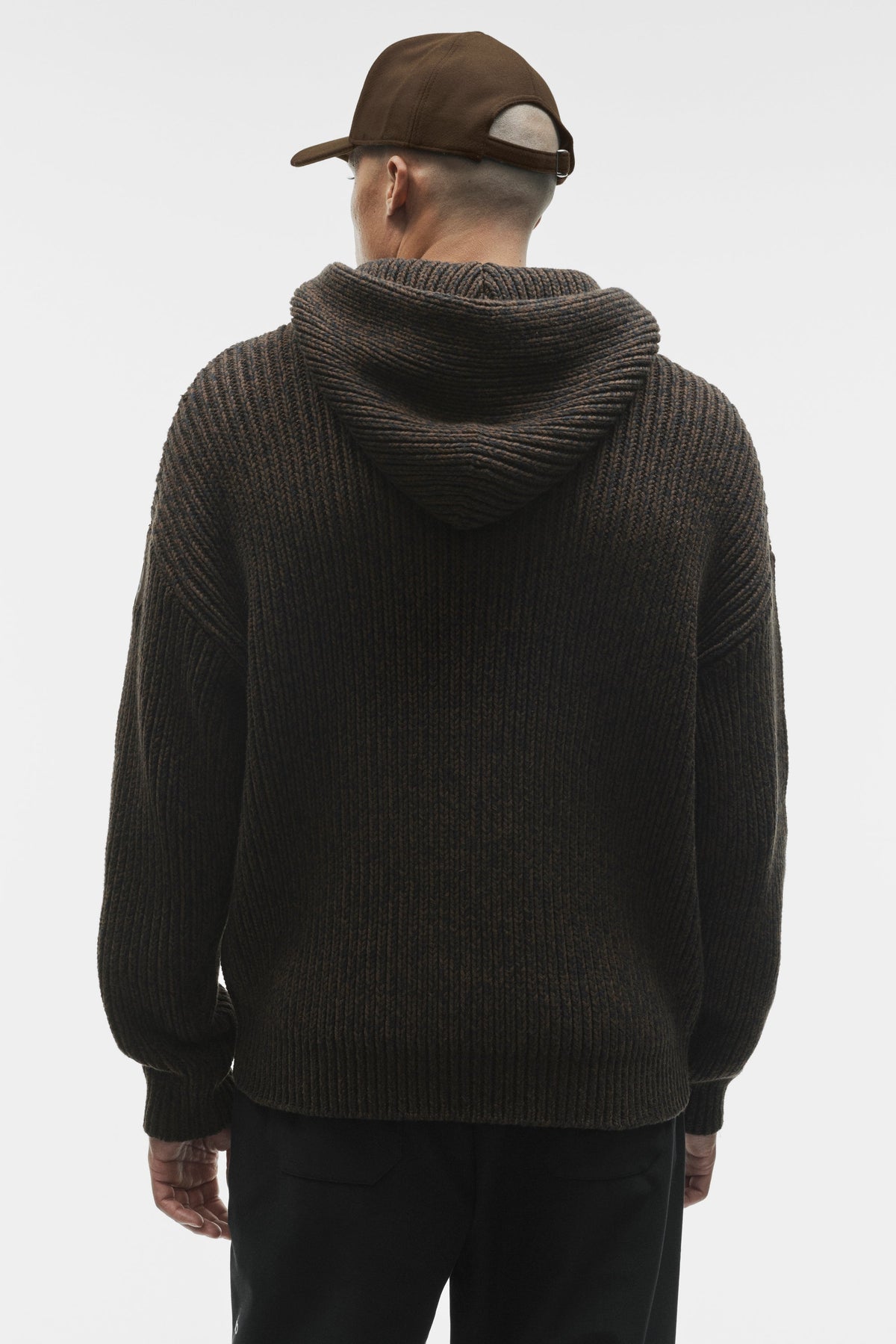 Chunky Knit Rewind Hoodie - Espresso Multi