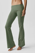 ALO Softsculpt Foldover Flare Legging (Regular) - Bamboo Green