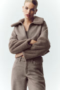 Wool Blend Nightfall Bomber - Alpine Cocoa Heather