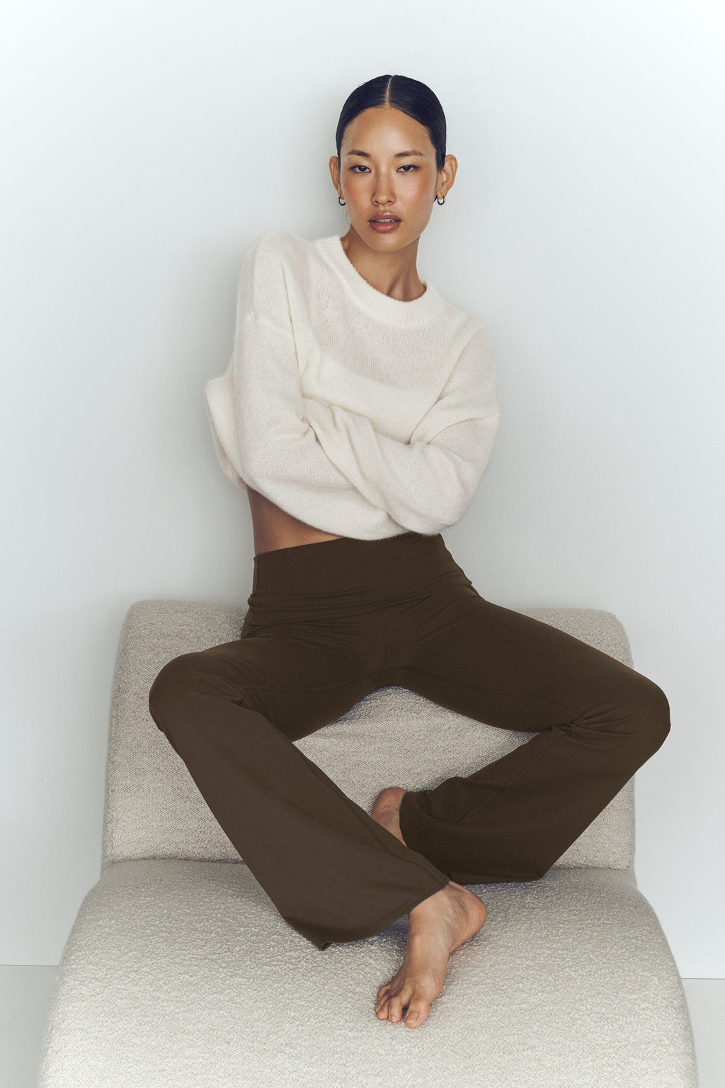 ALO Softsculpt Foldover Flare Legging (Regular) - Espresso