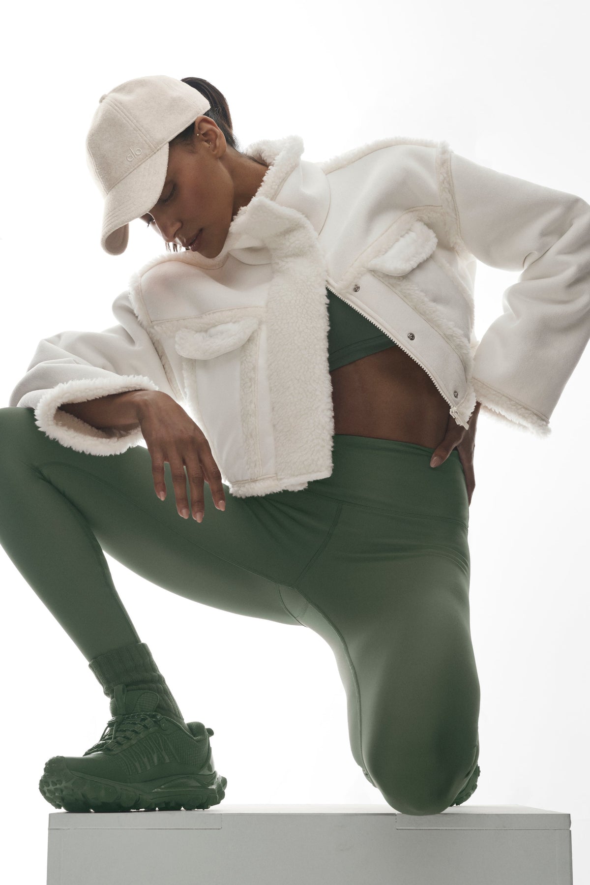 Faux Shearling Snowfall Cropped Jacket - Ivory