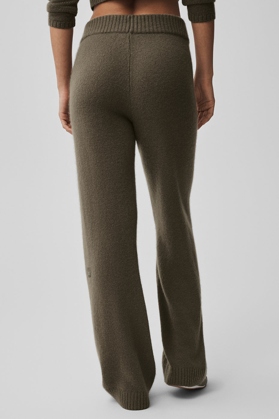Wool Cashmere High-Waist New Class Wide Leg Pant - Olive Tree