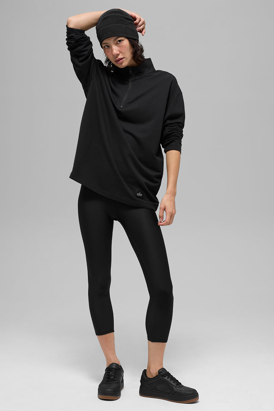Double Take Long Sleeve 1/4 Zip - Black