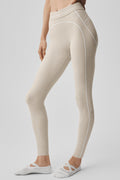 7/8 High-Waist Alosoft Heart Throb Legging - Oatmeal Heather/White