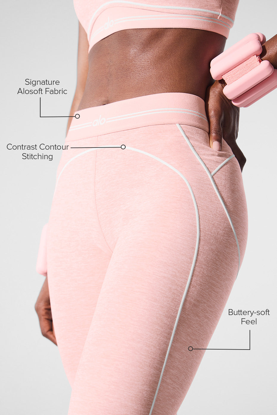 Alosoft High-Waist Heart Throb Legging - Pink Quartz Heather/White