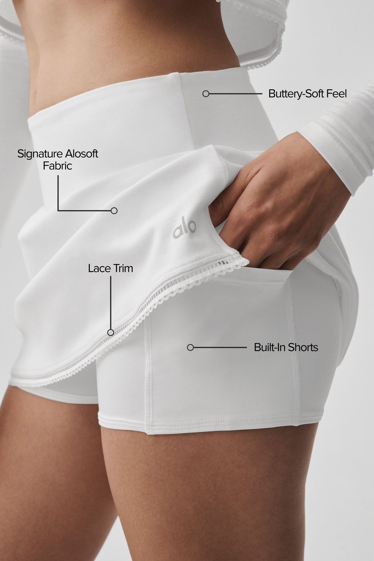 Alosoft Affection Tennis Skirt - White