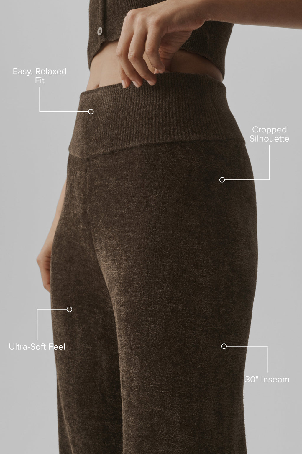 Micro Chenille High-Waist Straight Leg Pant - Espresso
