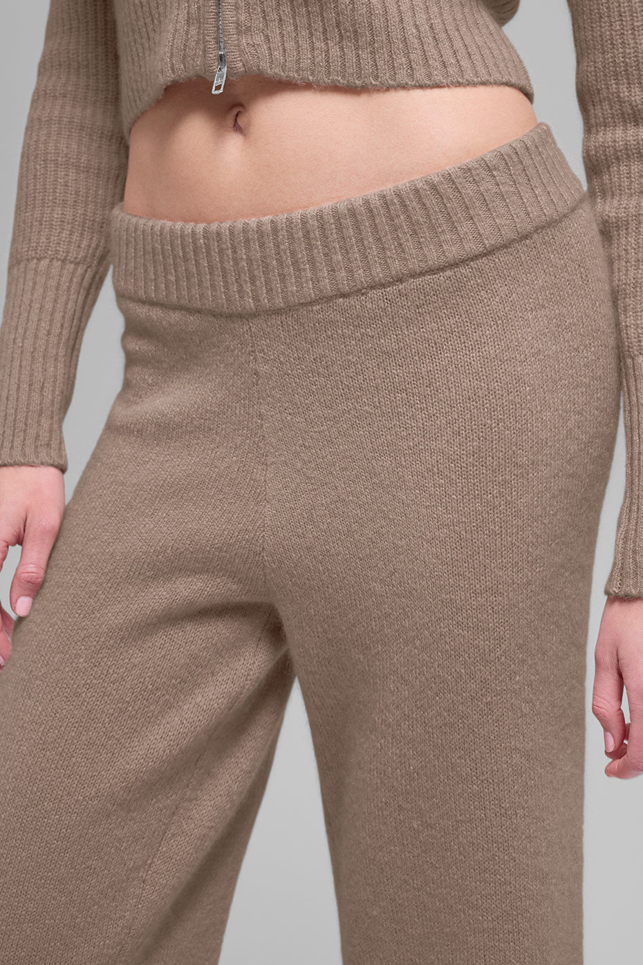 Wool Cashmere High-Waist New Class Wide Leg Pant - Chai Latte