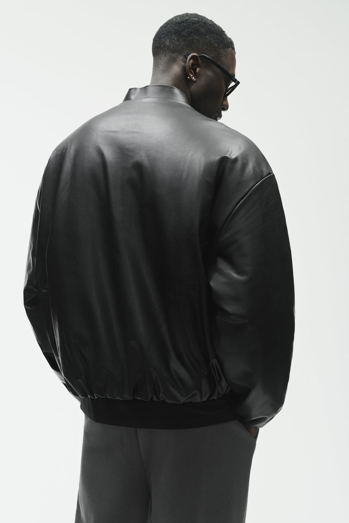 Faux Leather Premier Bomber - Black