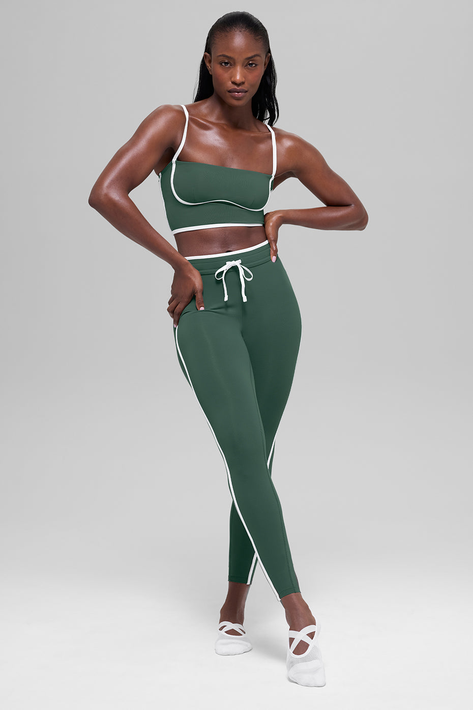 Airbrush Streamlined Bra Tank - Clover Green/White