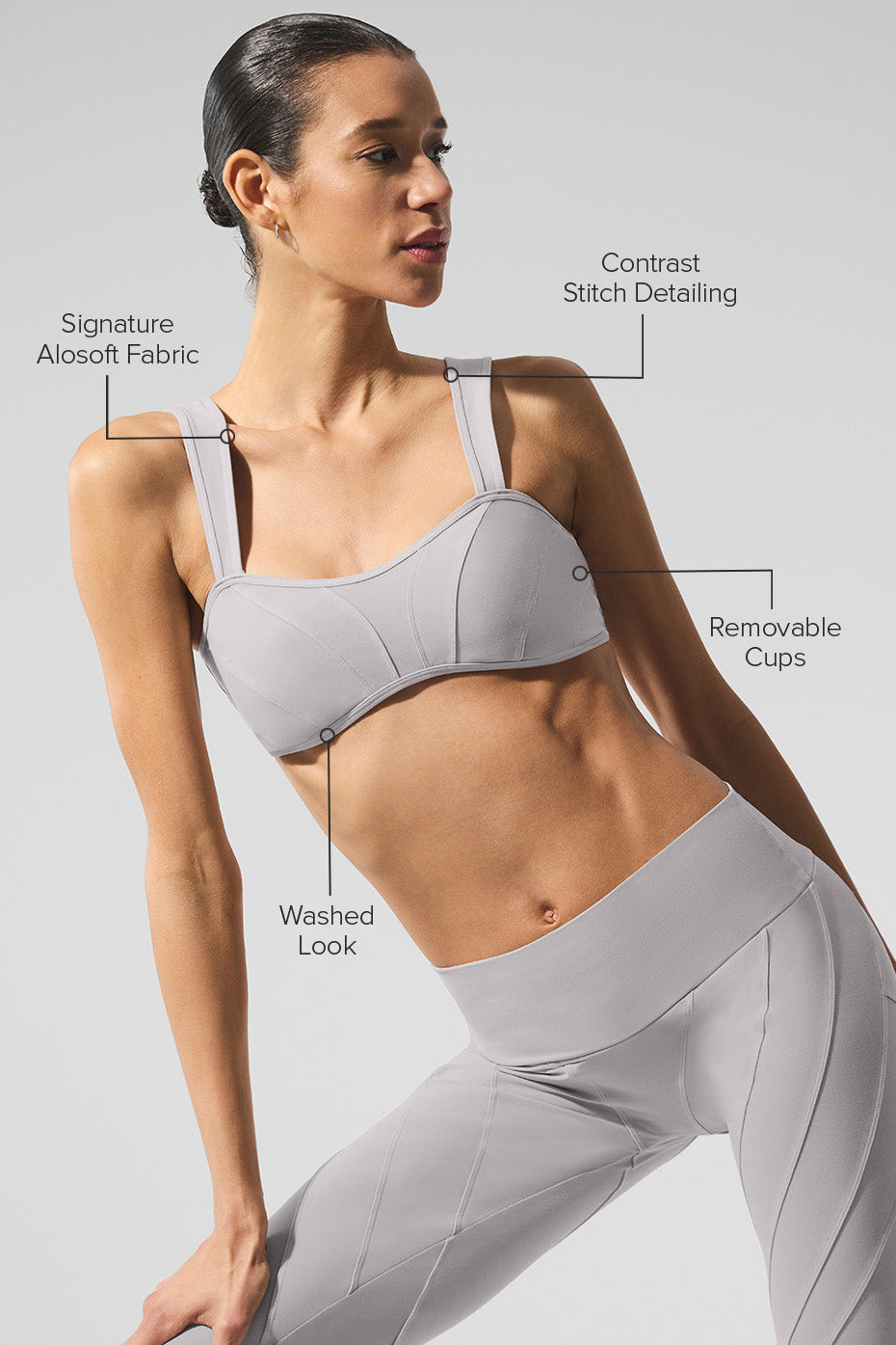 Washed Alosoft Sunray Bra - Grey Sky Wash