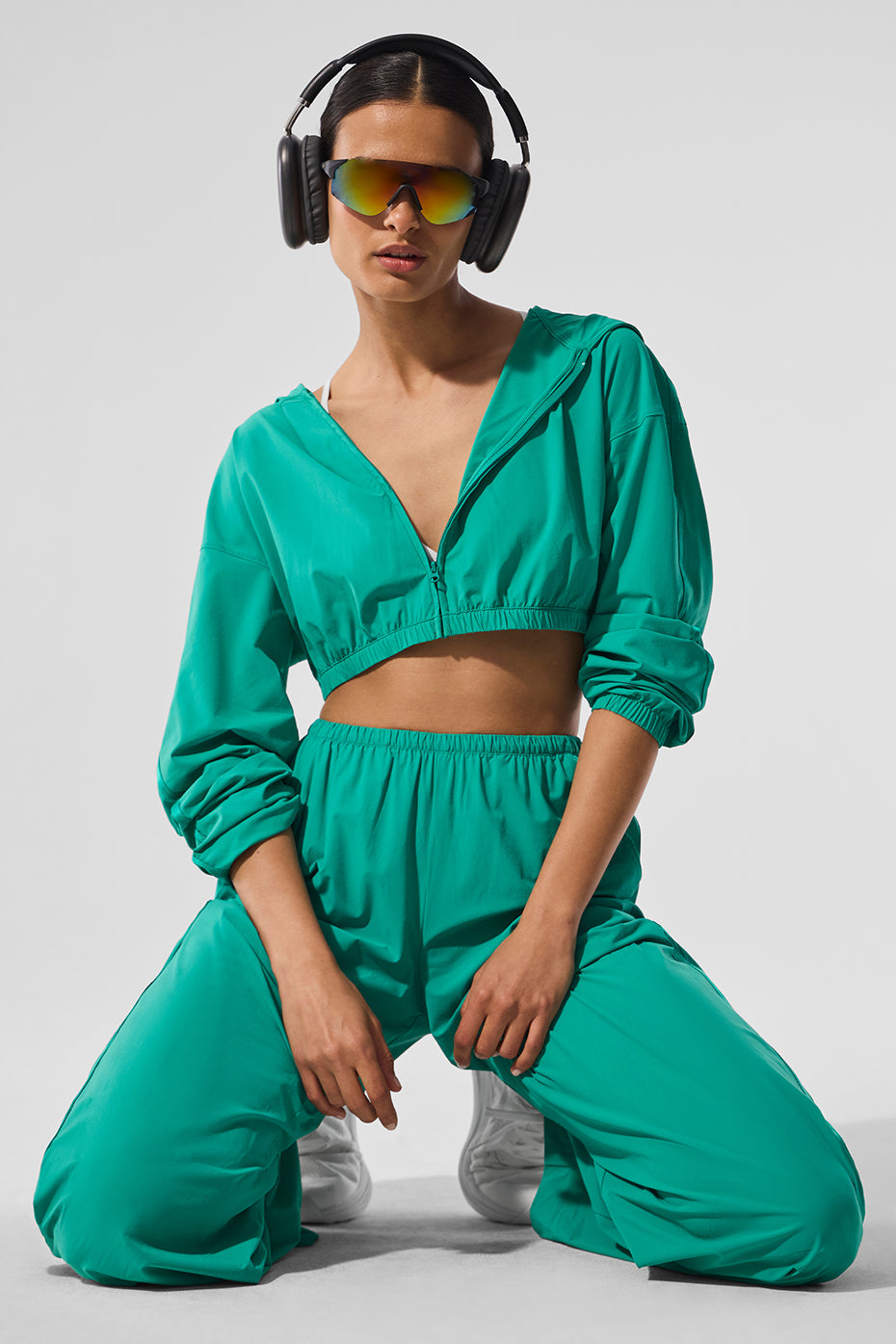 Cropped Breezy Full-Zip Hoodie - Spruce Green