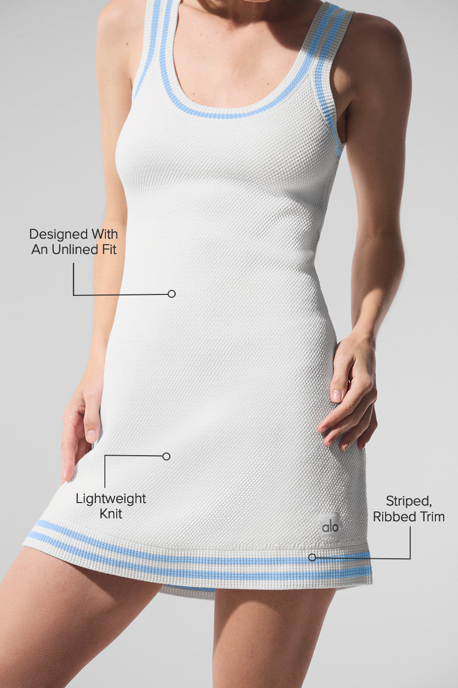 Tennis Club Sweater Knit Dress - White/Seashell Blue