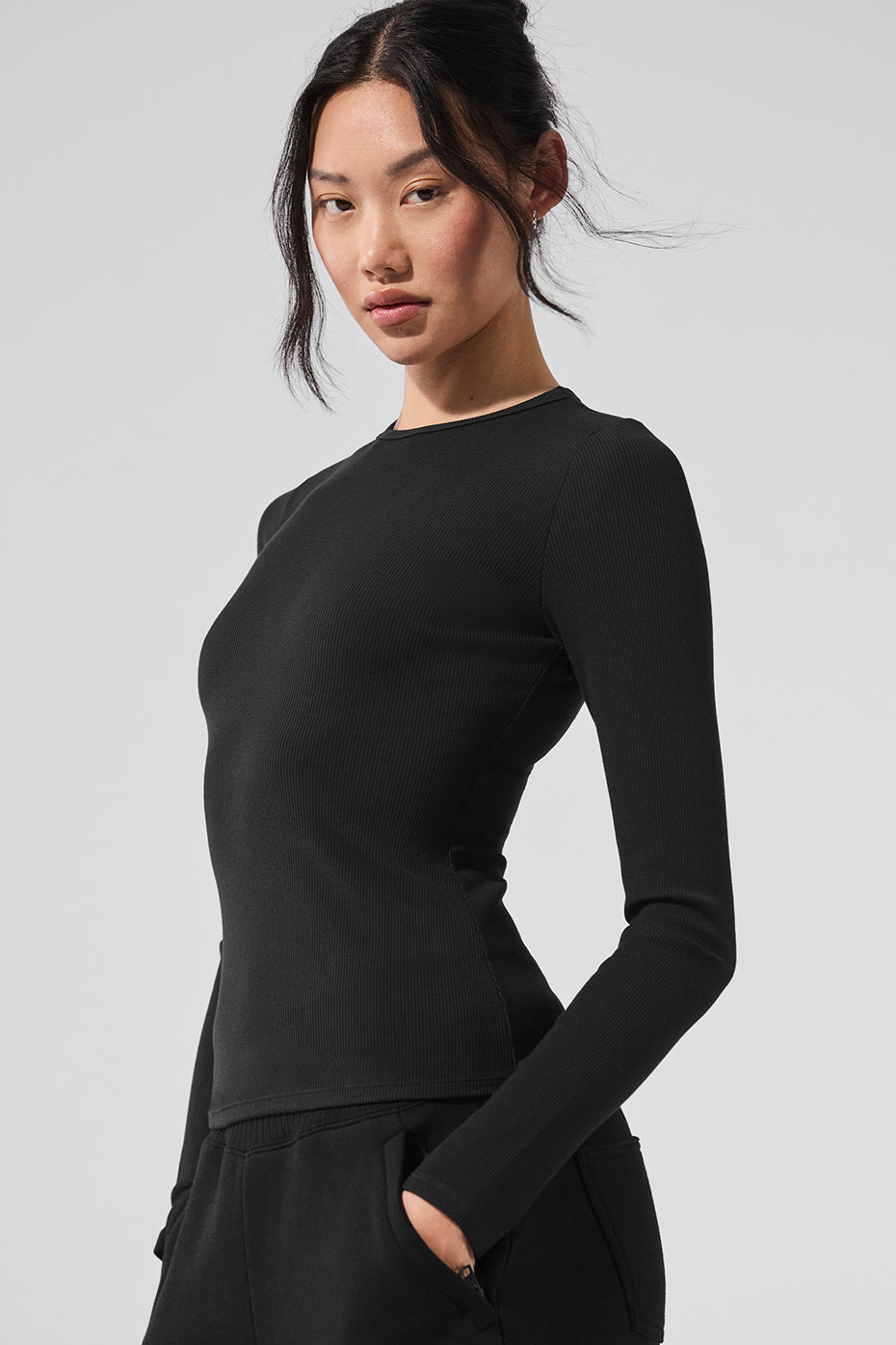 Ribbed Modal Long Sleeve - Black