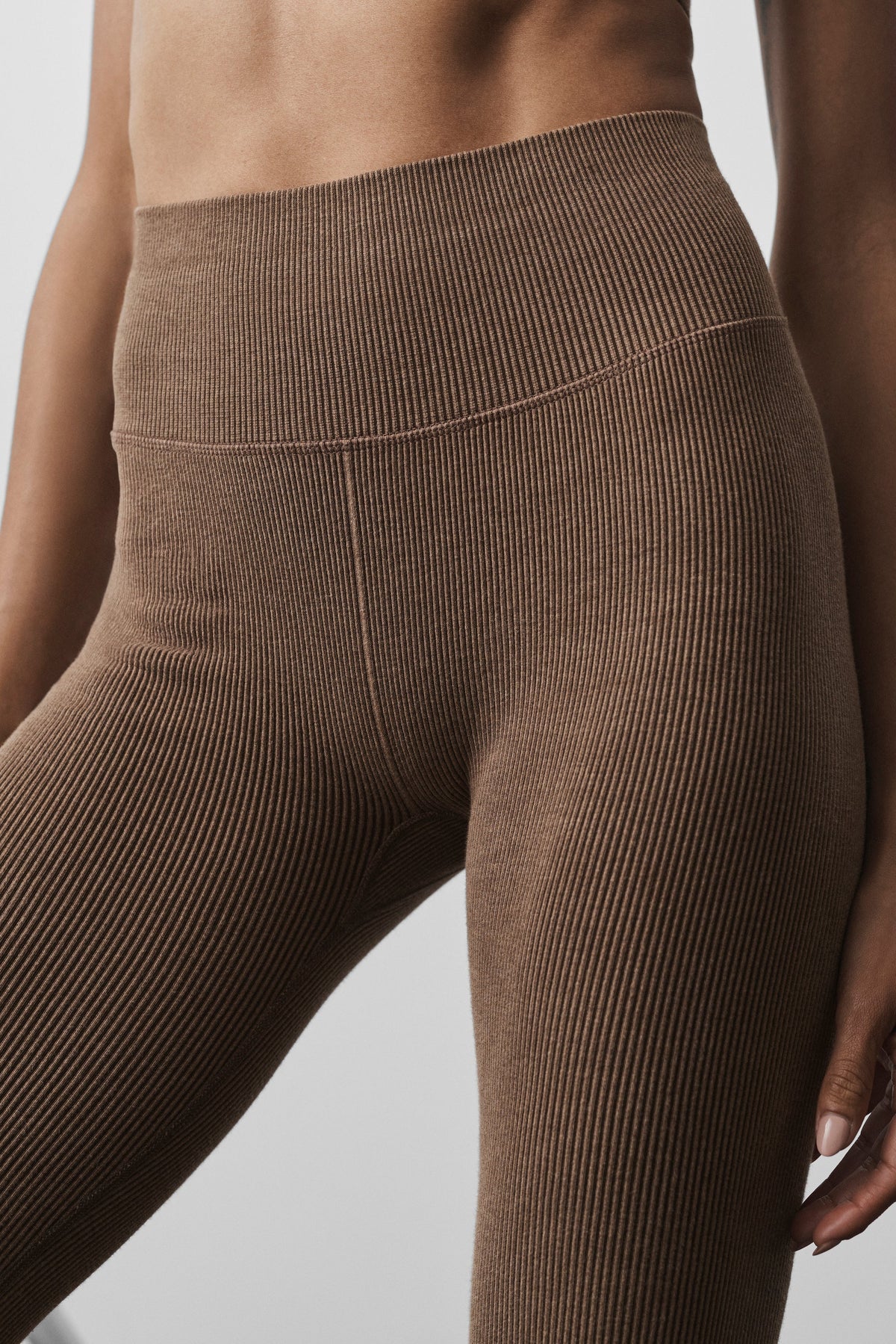 Seamless High-Waist Two Tone Rib Legging - Java Brown