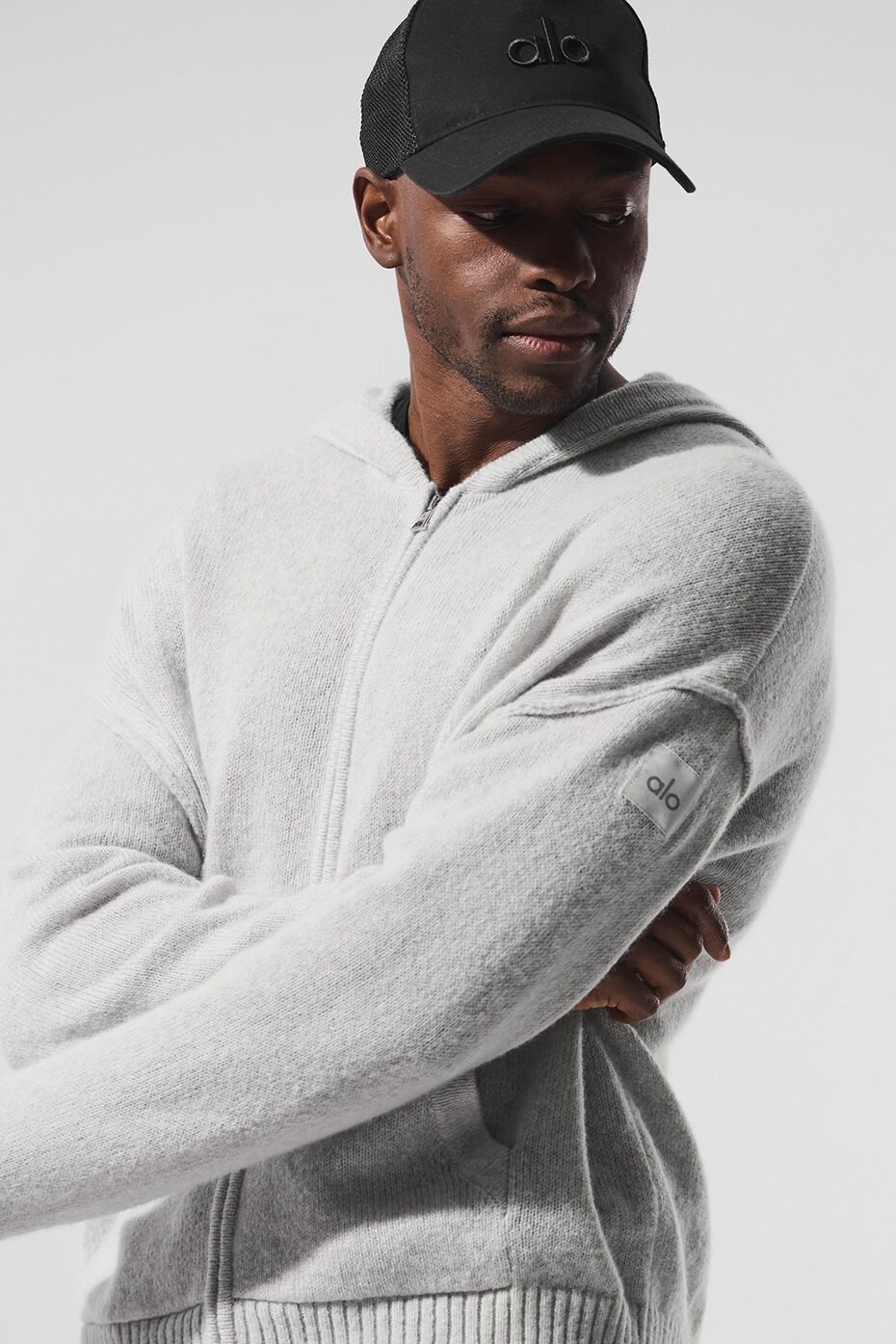 Wool Cashmere New Class Full Zip Hoodie - Pearl Grey Heather