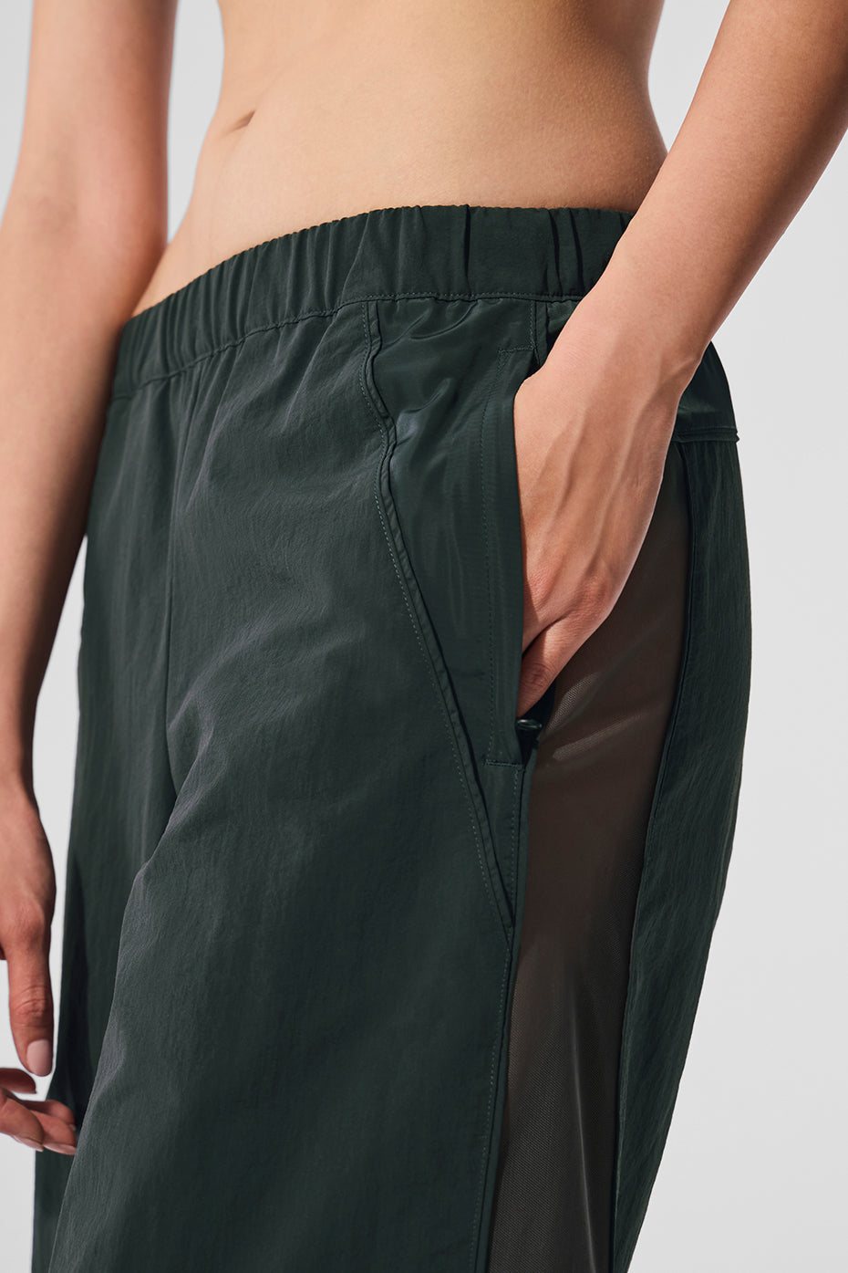 High-Waist Origin Wide Leg Track Pant - Charcoal Green