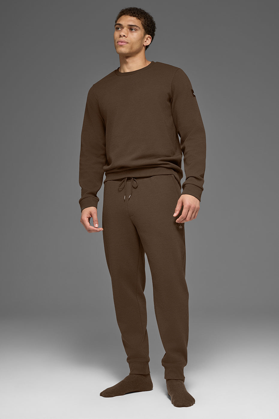Waffle Lounge Long Sleeve Crew - Espresso
