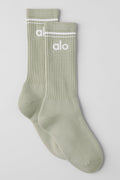 Unisex Throwback Sock - Limestone/White