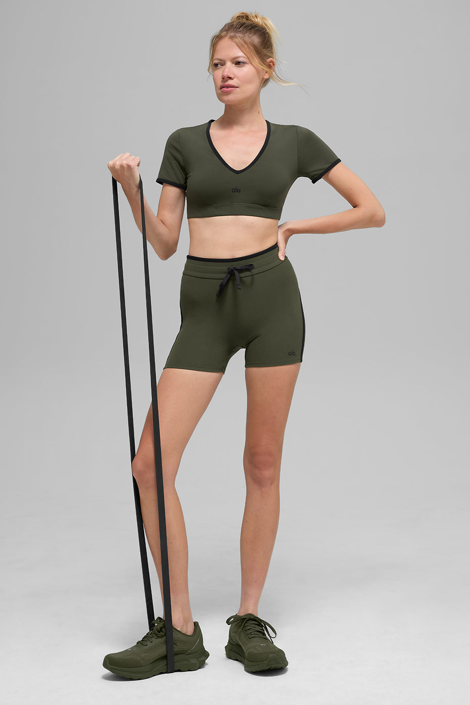 4" Airbrush High-Waist Race Pace Short - Green Olive/Black