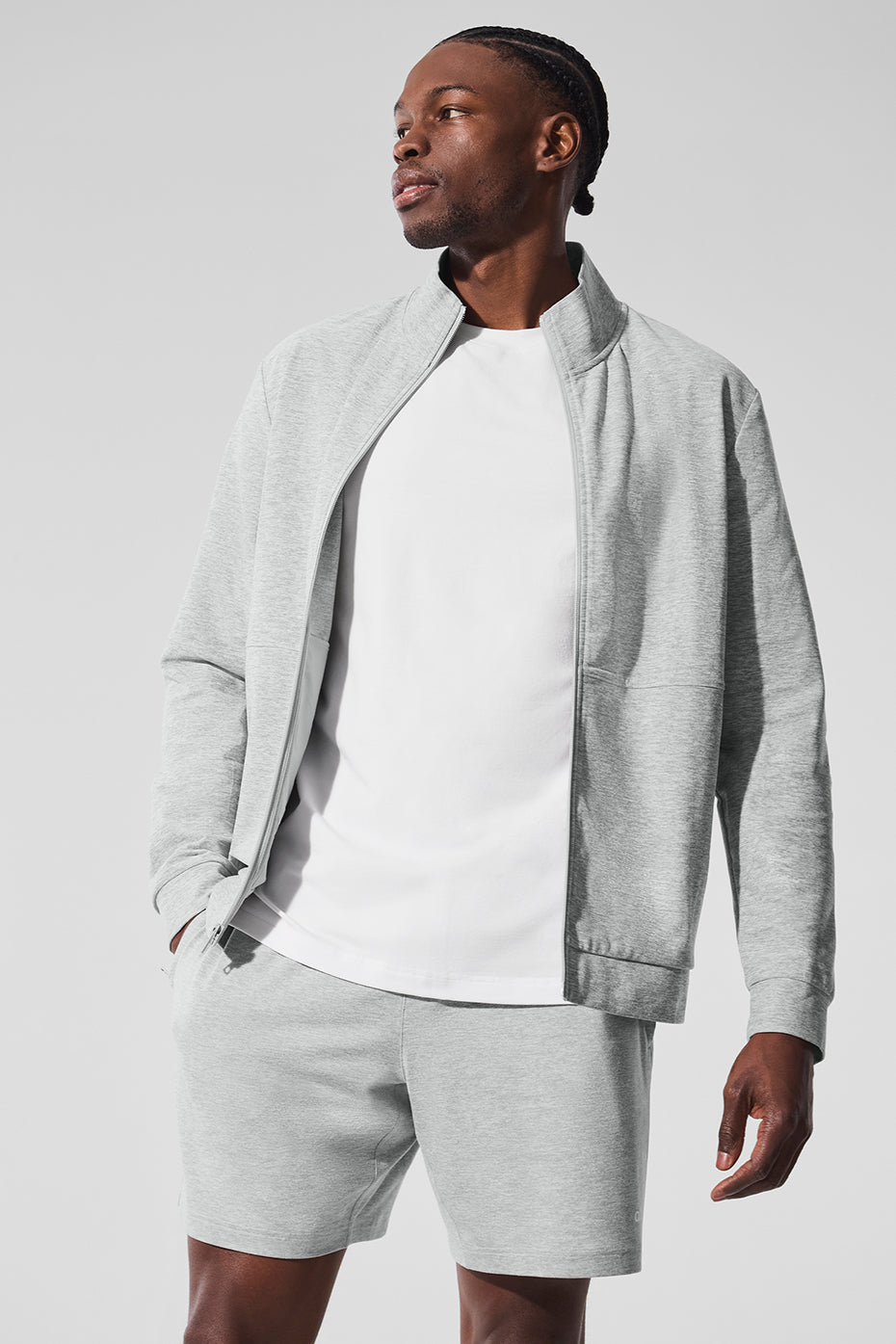Conquer Max Mock Neck Full Zip - Athletic Heather Grey