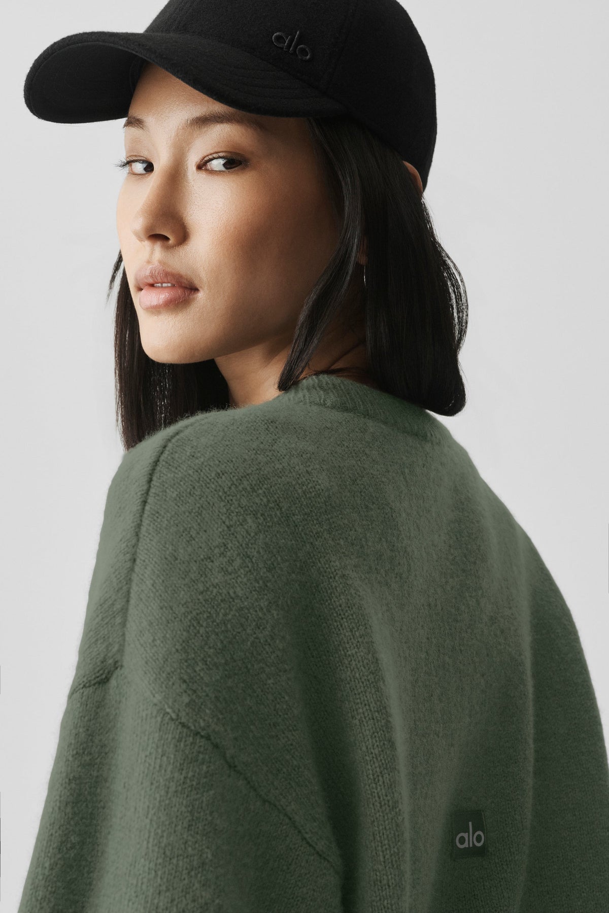 Wool Cashmere Cropped New Class Crewneck Sweater - Bamboo Green